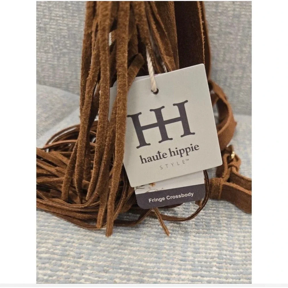 Haute Hippie Style Brown Fringe Crossbody Bag Suede Festival Boho Tassel Bag